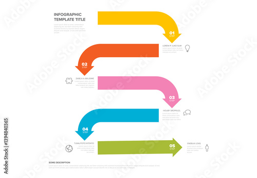 Colorful Step-by-Step Infographic Design Template with thick arrows