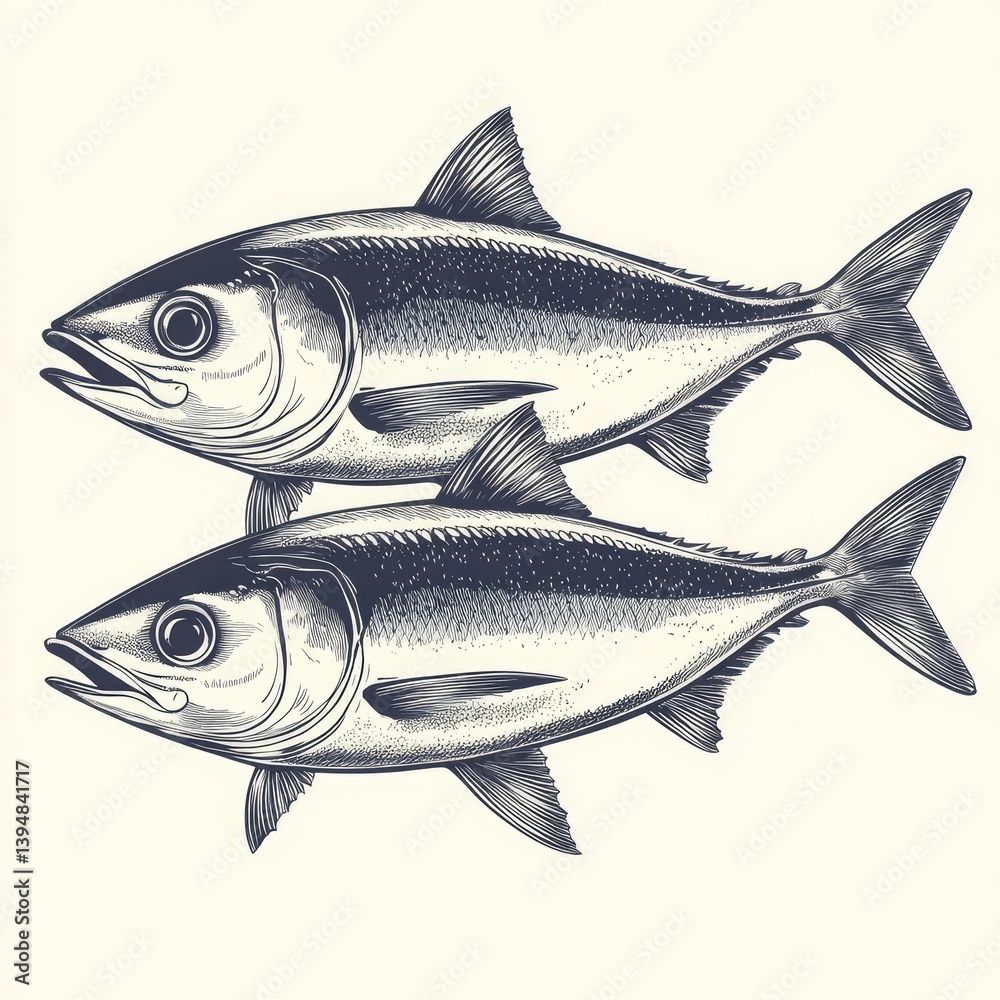 Fototapeta premium Fish illustration in sketch style
