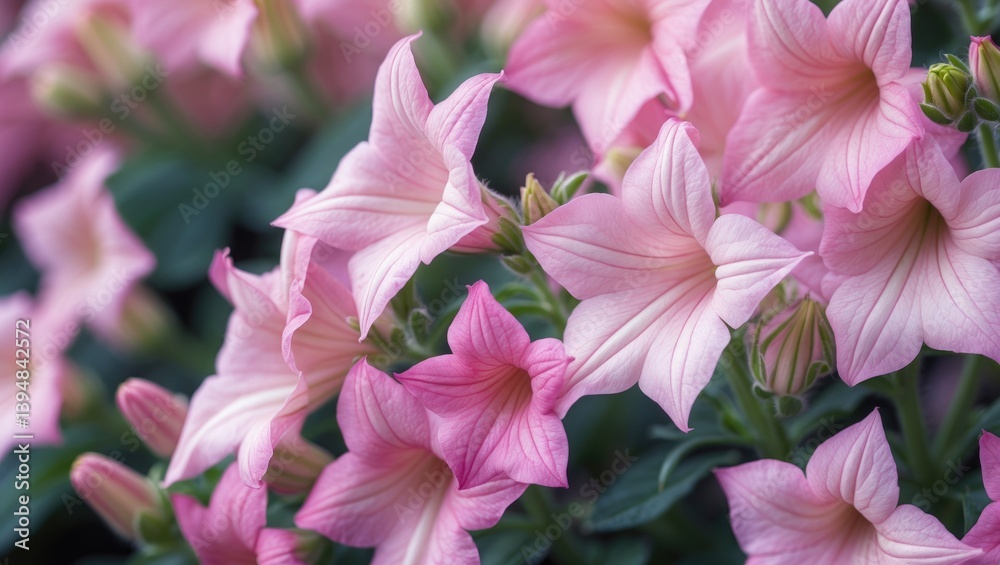Petunia flowers in pink bloom in the garden. Close-up. Petunia flowers in pink bloom in the garden. Close-up.