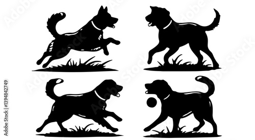 Joyful Dog Illustrations: Energetic Canine Moments