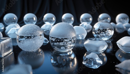 Natural ice cubes featuring frozen air bubbles against a backdrop.