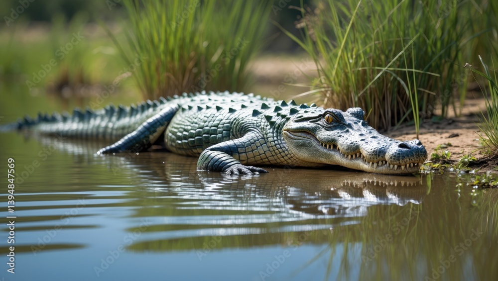 Obraz premium Nile Crocodile returning to the water
