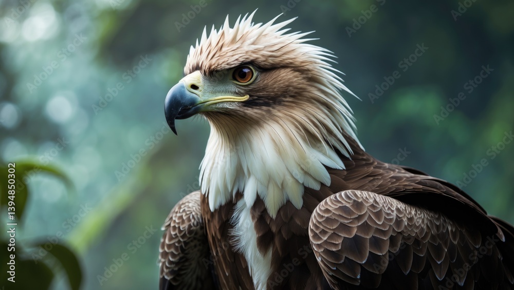 Fototapeta premium The Philippine eagle is considered one of the most at-risk bird species on the planet, with estimates suggesting fewer than 500 pairs remain in the wild.
