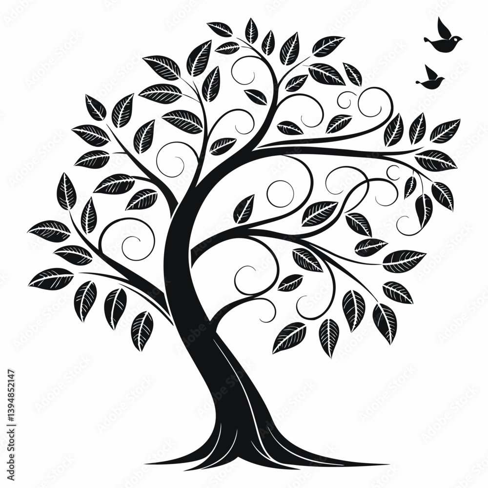 Obraz premium “Tree Silhouettes: Nature’s Shadows in Minimalist Beauty”