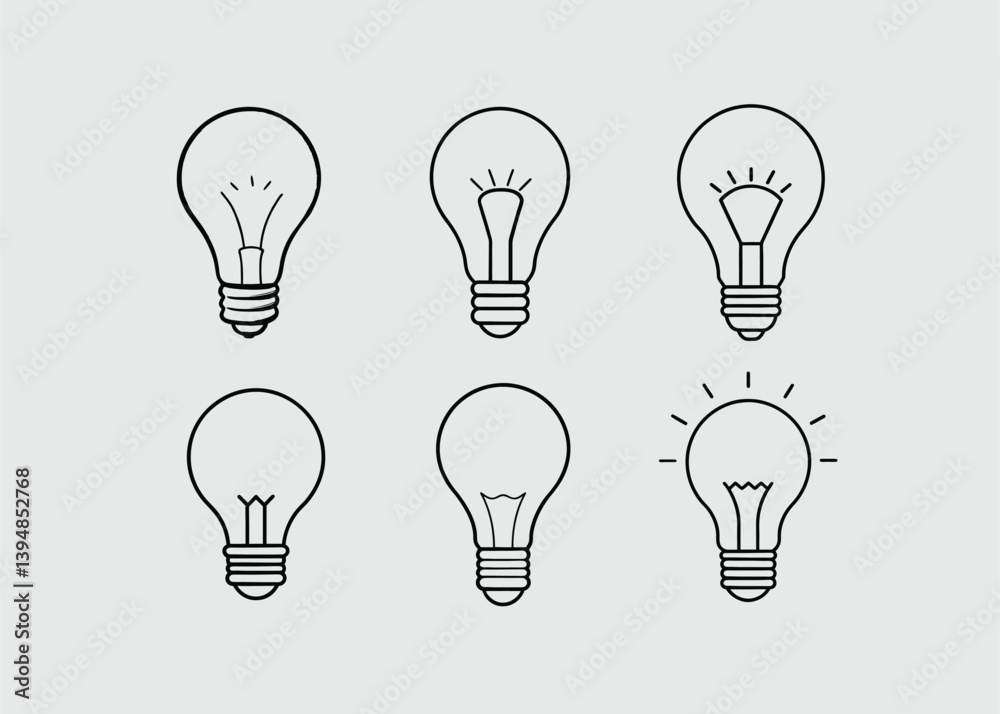 Minimalist Light Bulb Outline Icons for Bright Ideas Minimalist Light Bulb Outline Icons for Bright Ideas