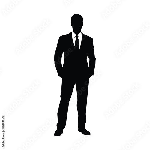 Handsome Businessman standing pose minimalist silhouette design
