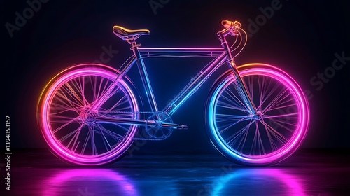 A bike with angular glowing details and a lightweight metallic body 