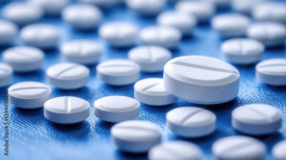 White pills on a blue surface (1) White pills on a blue surface (1)