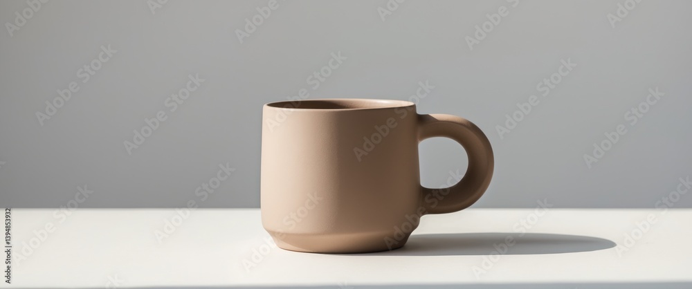 One piece of dark beige ceramic drinkware One piece of dark beige ceramic drinkware