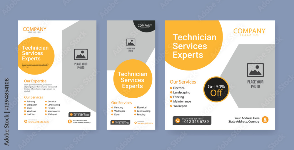 Electrician abstract banner template, electrical service job advertisement, wireman rectangle size ad, electricity plug flyer leaflet concept Electrician abstract banner template, electrical service job advertisement, wireman rectangle size ad, electricity plug flyer leaflet concept