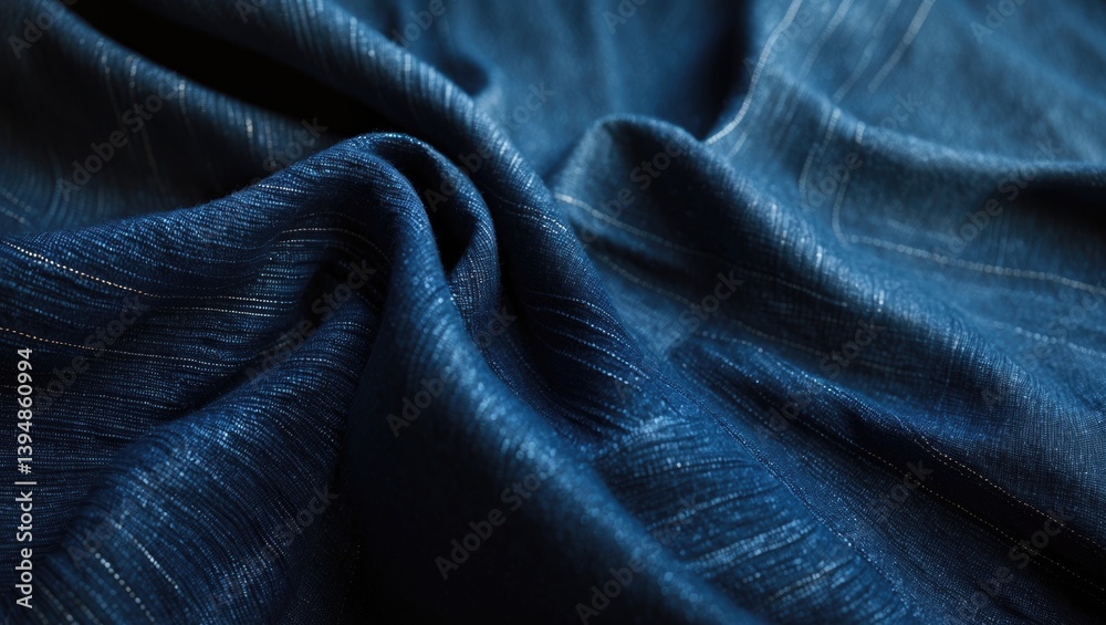 Fototapeta premium High-quality dark blue jeans texture with flowing waves.