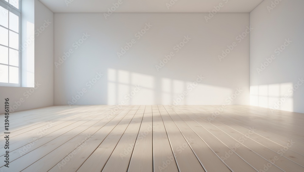 Unadorned white wall with a wooden floor beneath, perfect for adding your text or advertising message Unadorned white wall with a wooden floor beneath, perfect for adding your text or advertising message