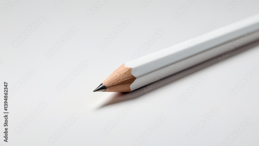 Close-up view of a pencil against a white backdrop Close-up view of a pencil against a white backdrop