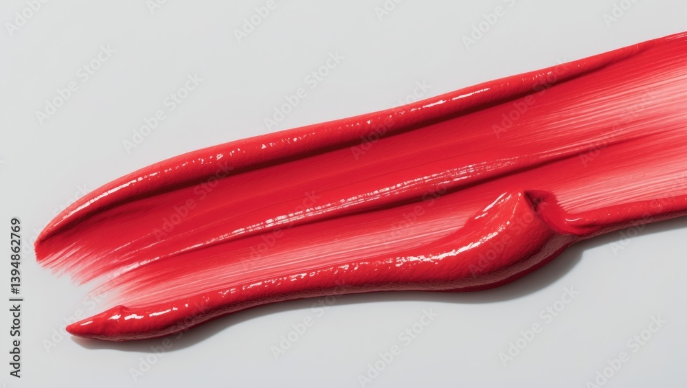 Smear of red lipstick on white background. Matte creamy texture of makeup. Colored cosmetic product in closeup. Smear of red lipstick on white background. Matte creamy texture of makeup. Colored cosmetic product in closeup.
