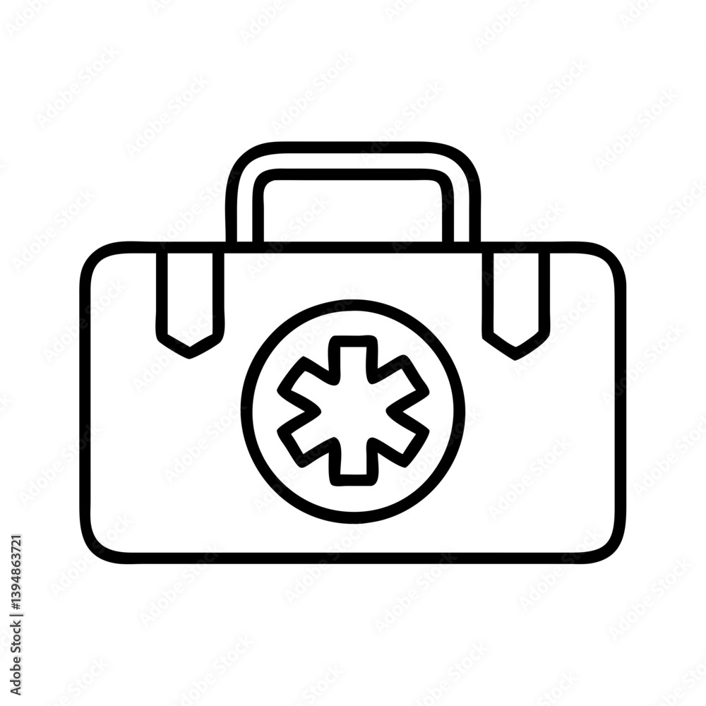 First aid kit medical emergency box vector icon outline symbol healthcare equipment medic bag treatment help First aid kit medical emergency box vector icon outline symbol healthcare equipment medic bag treatment help