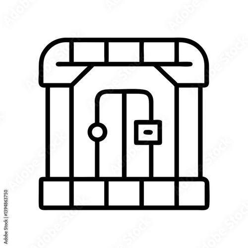 Prison cell icon vector illustration, jail bars, criminal justice, incarceration, law enforcement symbol 