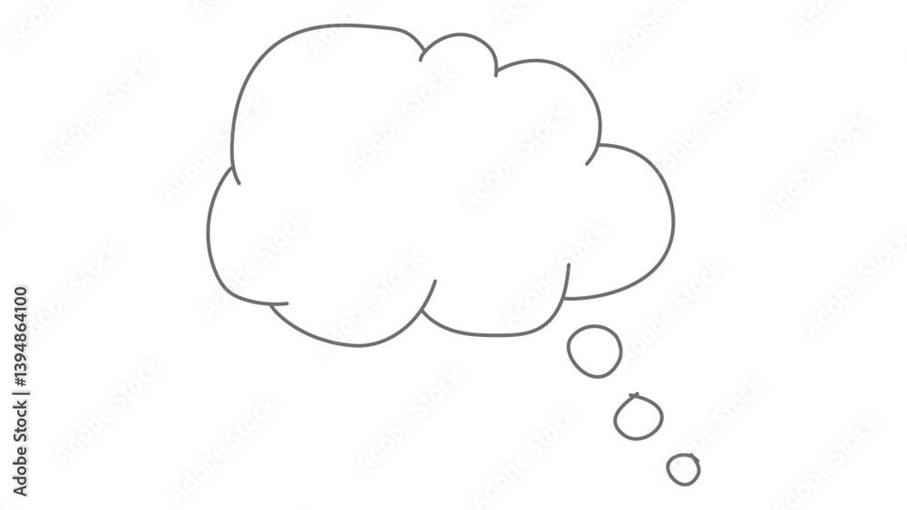 Thinking cartoon cloud bubble sketch doodles. Hand-drawn scribbles on white background Thinking cartoon cloud bubble sketch doodles. Hand-drawn scribbles on white background