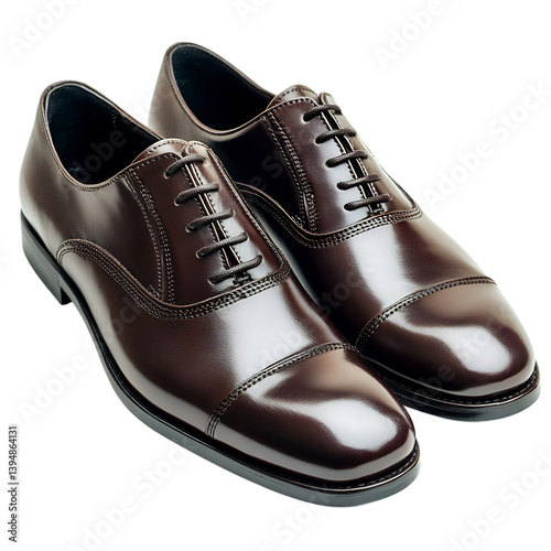 Dark Chocolate Brown Dress Shoes Isolated on Transparent Background