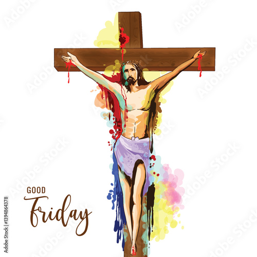 Hand drawn good friday blessings with jesus card background