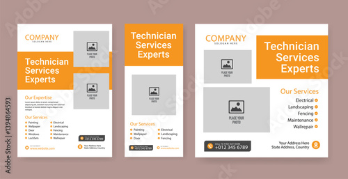 Electrician service flyer template and banner template, Professional electrical service poster and flyer template