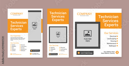 Electrician abstract banner template, electrical service job advertisement, wireman rectangle size ad, electricity plug flyer leaflet concept