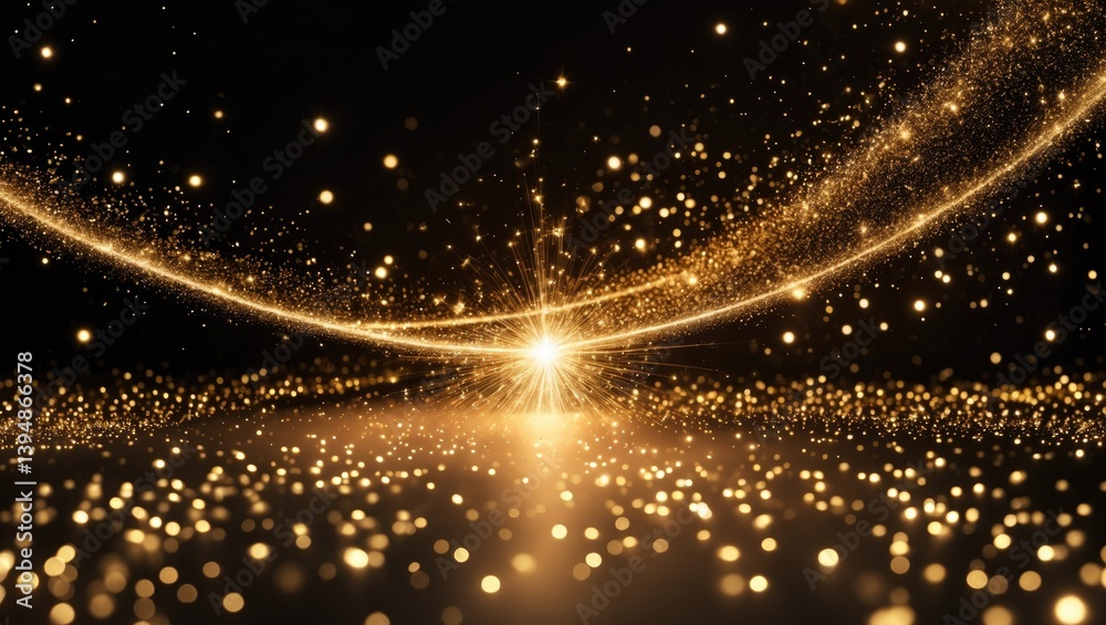 golden glitter explosion energy spark background design