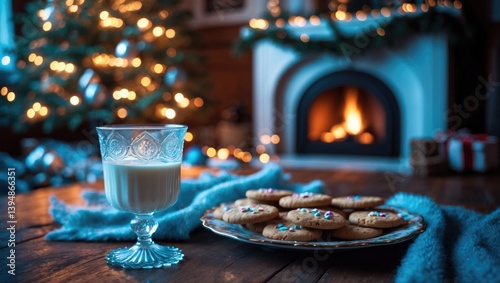 Wallpaper Mural Warm holiday room in the evening with a glass of milk and cookies set out for Santa Torontodigital.ca