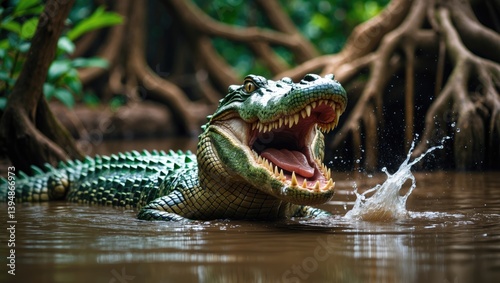 Obraz na płótnie Crocodile in the Zoo w salonie