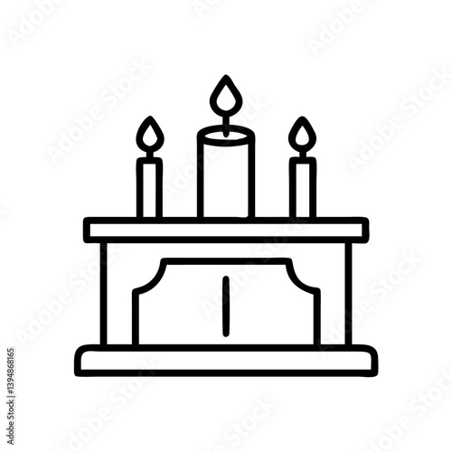 Elegant fireplace mantel with burning candles vector art design and home decor ideas for cozy interiors