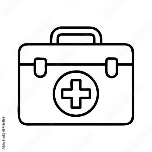 First aid kit vector icon medical emergency box healthcare equipment symbol outline style illustration design