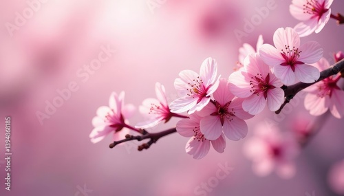 Delicate pink sakura blossoms, soft petals, intricate branches , pastel, pink flowers, art