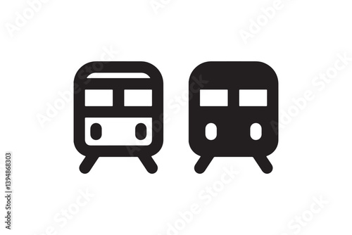 Train front view icon in black and outline Vector