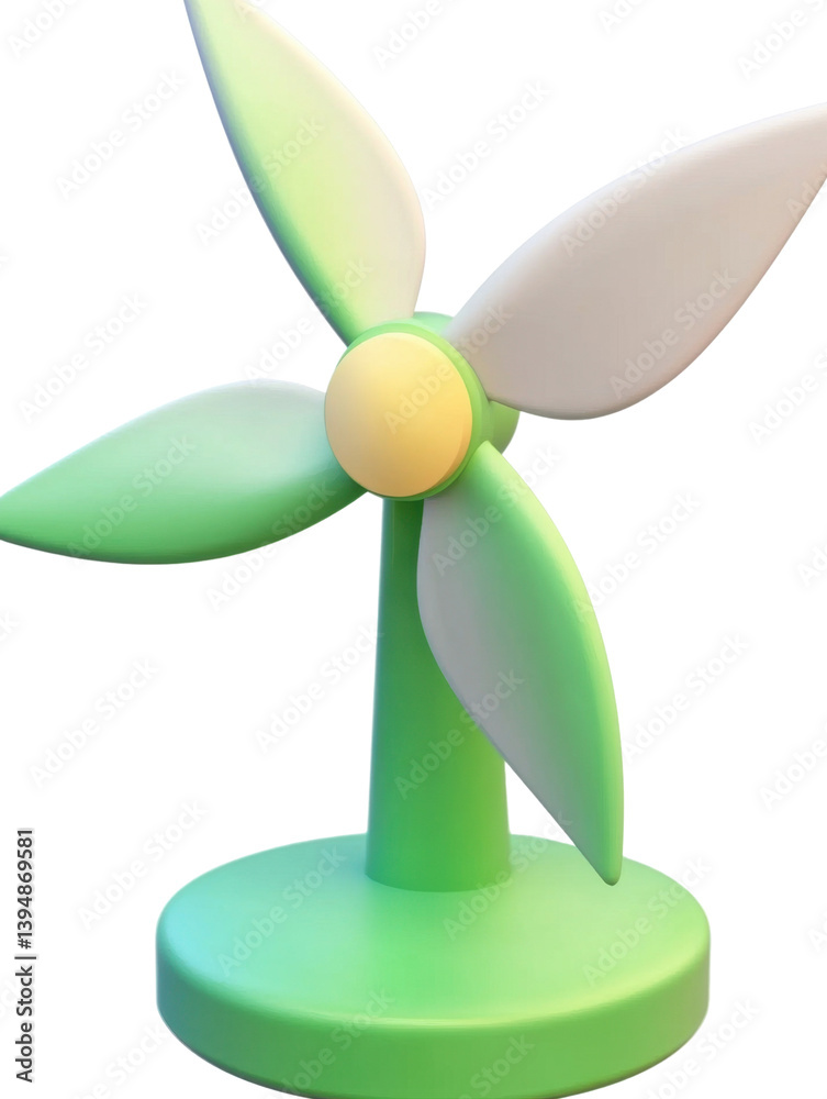 A sleek and modern wind turbine with vibrant green blades harnessing the power of the wind to generate clean renewable energy for a sustainable future A sleek and modern wind turbine with vibrant green blades harnessing the power of the wind to generate clean renewable energy for a sustainable future