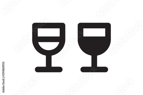 Wine glass icons in outline and solid style Vector