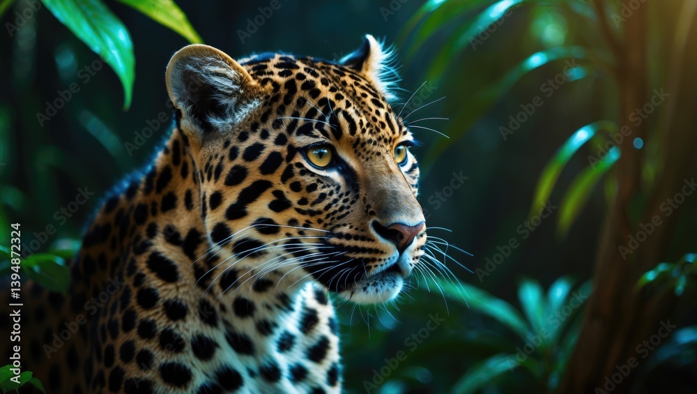 Obraz premium Portrait of a young leopard in close-up
