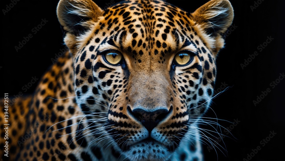 Obraz premium Close-up image of a leopard showcasing its piercing eyes