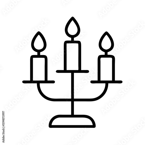 Elegant candelabra with burning candles vector icon for interior design and decoration projects use 