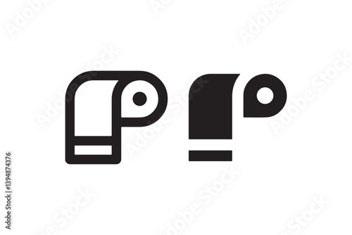 Toilet paper roll icon in outline and solid Vector