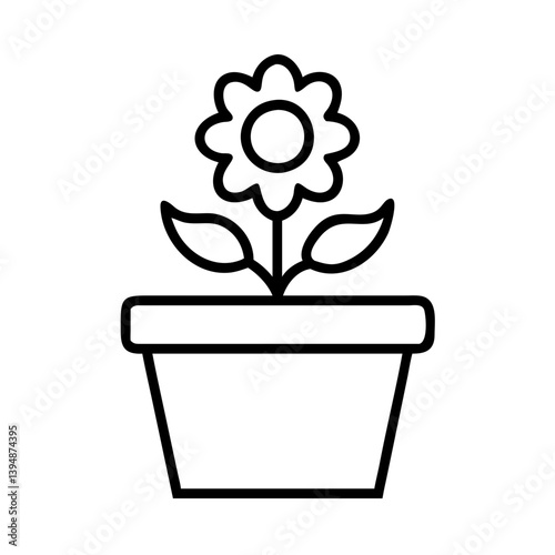 Flower in pot vector icon illustration simple outline design for garden and nature related projects is here