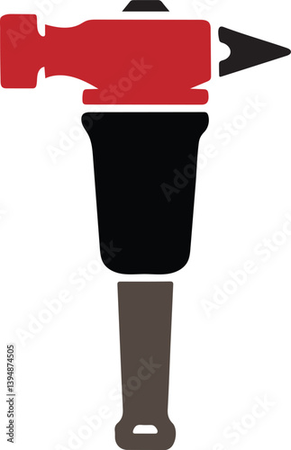 Heavy jackhammer tool silhouette, construction demolition tool vector icon, industrial jackhammer outline