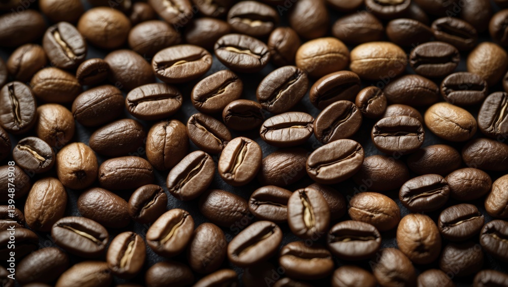 Fototapeta premium Light roasted coffee beans as a background. Beverage concept for cafe wallpaper, backdrops, and textures.