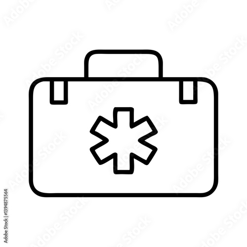 First aid kit medical emergency box with star of life symbol vector outline icon for healthcare design