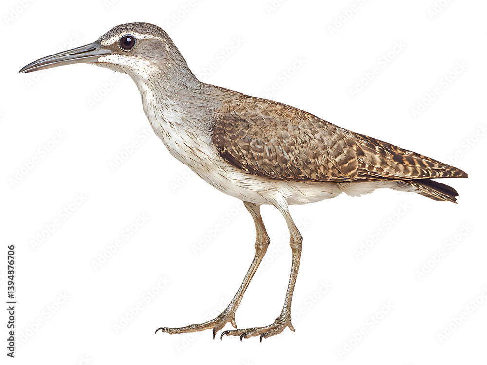 Obraz premium Striking profile of a graceful wading bird, captured in crisp detail against a pure white background.