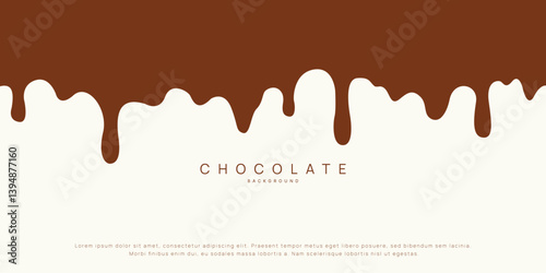Chocolate background of Modern poster, dynamic splashes and drops. Vector illustration in a flat style of minimalism	