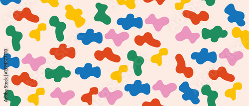 Wallpaper Mural Background, Memphis geometric seamless pattern, multicolor retro 80s, 90s abstract background with different shapes: circles, dots, zigzags, spirals, wavy lines, bright orange and pink cute baby patte Torontodigital.ca