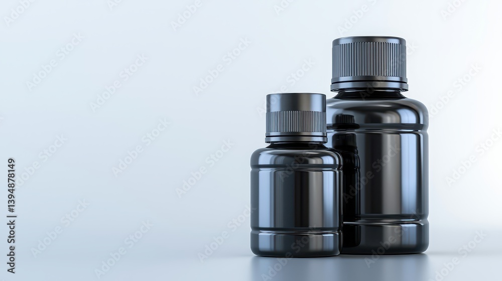 Two enigmatic dark bottles on white, still life of medicine or mystery three Two enigmatic dark bottles on white, still life of medicine or mystery three