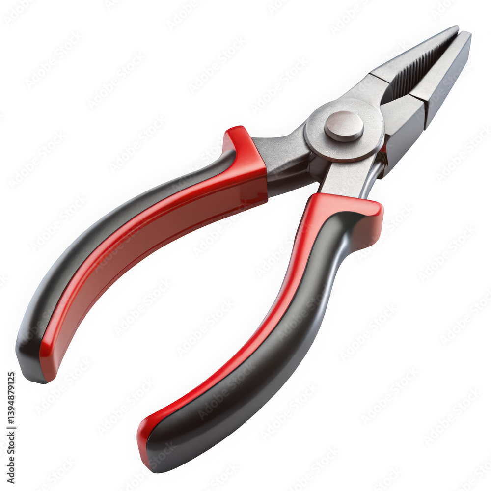 Obraz premium A close-up of a pair of red and black pliers, showcasing their sleek design and sturdy grip, perfect for various DIY tasks and repairs.