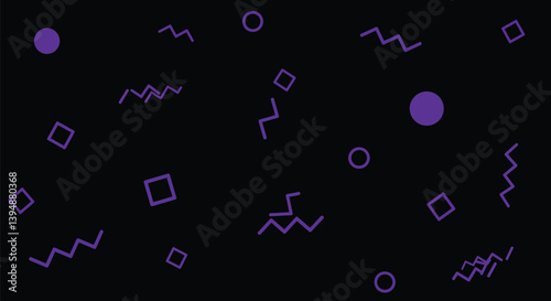 Black and purple background. Geometric patterns and vibrant purple hues against a sleek black backdrop create a bold and artistic design. Vector illustration wallpaper design.