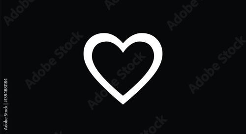 Black background with white heart. A minimalist white heart stands boldly against a sleek black backdrop, creating a timeless and elegant design. Vector illustration wallpaper design.