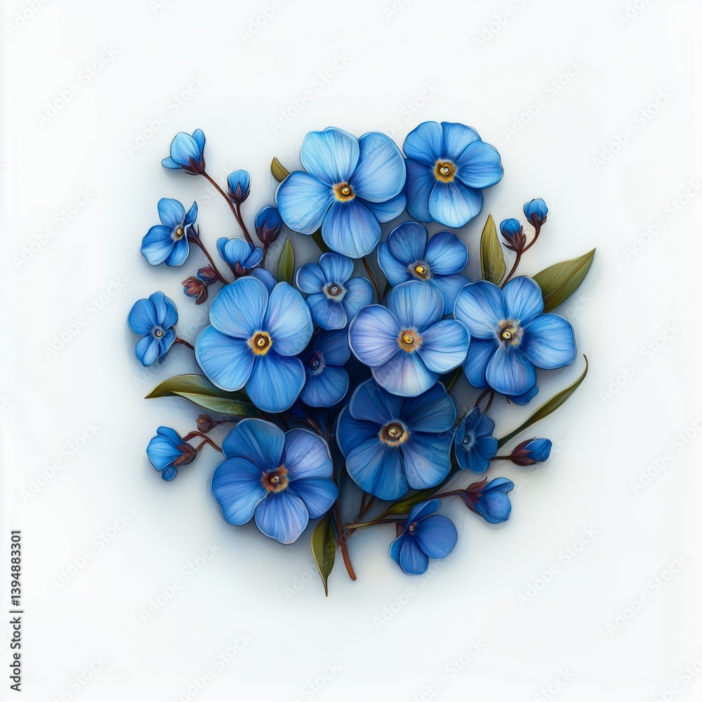 Fototapeta premium Arrangement of Blue Forget-Me-Nots